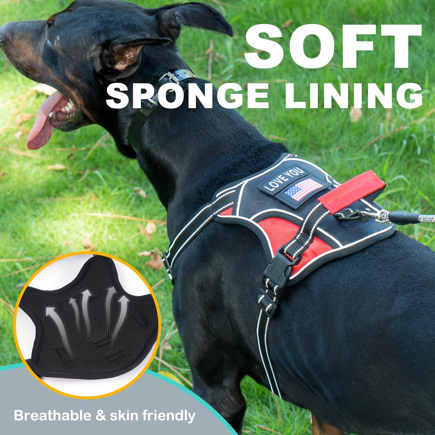 Wocume Dog Vest Harness For Small Dogs With 2 Dog Patches, No Pull Adjustable Dog Harness With Handle For Walking Training, Refl